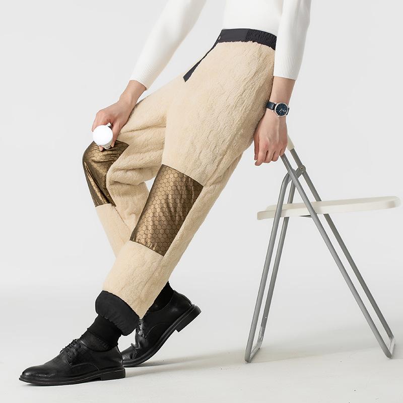 Men's Winter Fleece-Lined Thickened Outerwear Casual Pants Middle-Aged and Elderly Thermal Pants Sports Pants