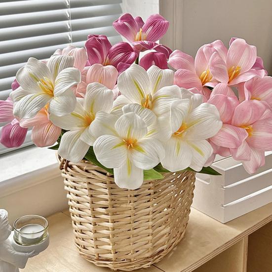 5 Pcs Real Touch Artificial Flower Faux Full Bloom PU Tulip Bouquet with Long Stem for Mother's Day Spring Wedding Centerpiece Floral Arrangement