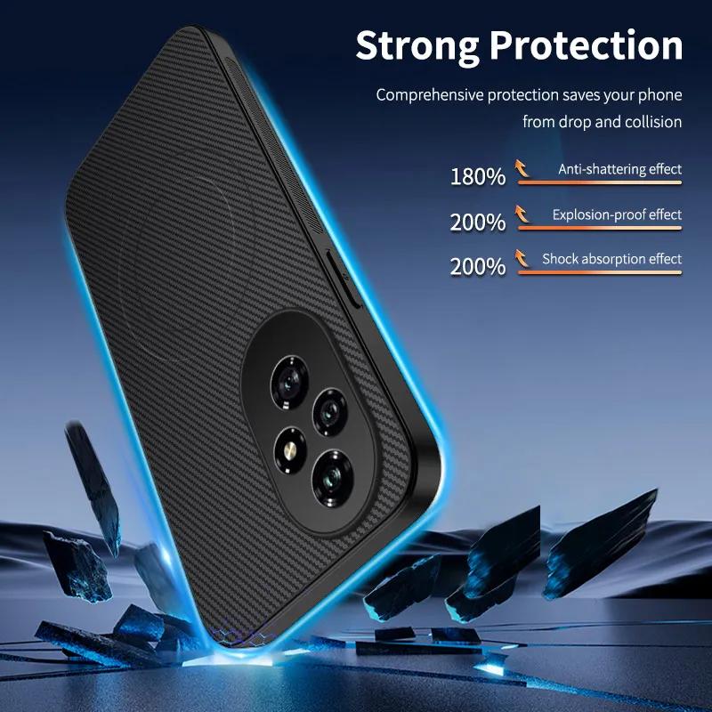 Business Kevra Carbon Fibre Texture Slim Drop-Proof Case For Honor 400 Lite 200 Magic 7 6 Pro Compatible Magnetic Charging Cover