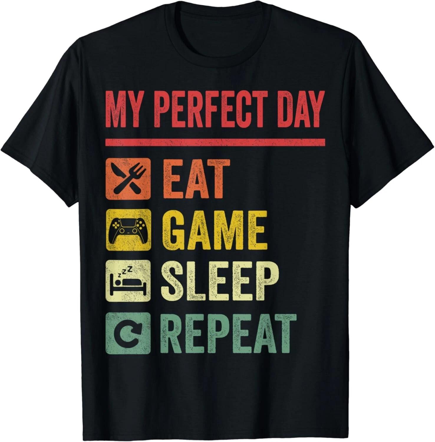My Perfect Day Video Games T-Shirt Funny Cool Gamer Tee Gifts Unisex T-Shirt 3XL