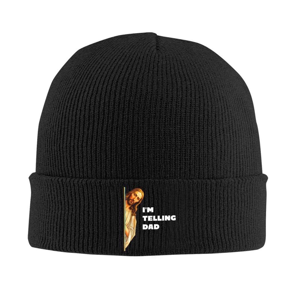 Im Telling Dad Funny Jesus Bible Quote Joke Beanie Hats Bonnet Hats Adult Vintage Gym Knit Hat Autumn Winter Design Warm Caps
