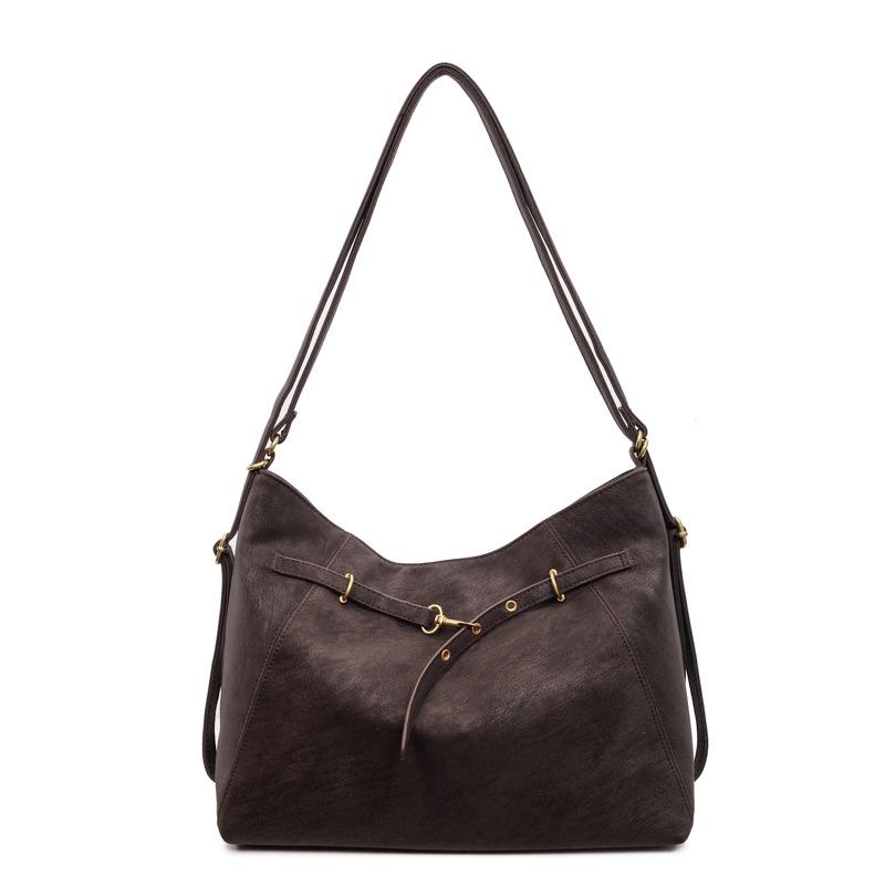 

Retro simple tote bag large capacity shoulder bag fashionable new personalized women s bag trendy backpack темно-коричневого