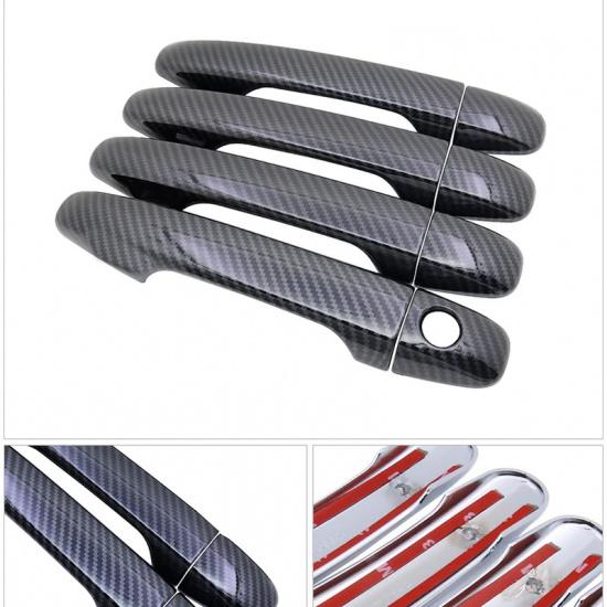 Black Carbon Fiber Door Handle Cover for Subaru Legacy BN BS 2015~ Accessories Stickers Trim 2013 2015 2016 2017 2018 Chrome