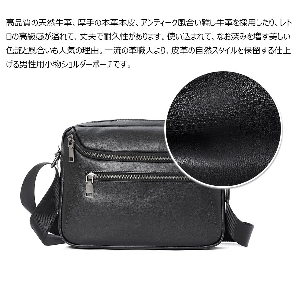 Whatna Antik-Stil Gebrämtes Natürliches Rindsleder Schultertasche für Herren, Crossbody Brusttasche mit Seitenfach für iPad (10,5 "), Große Umhängetasche