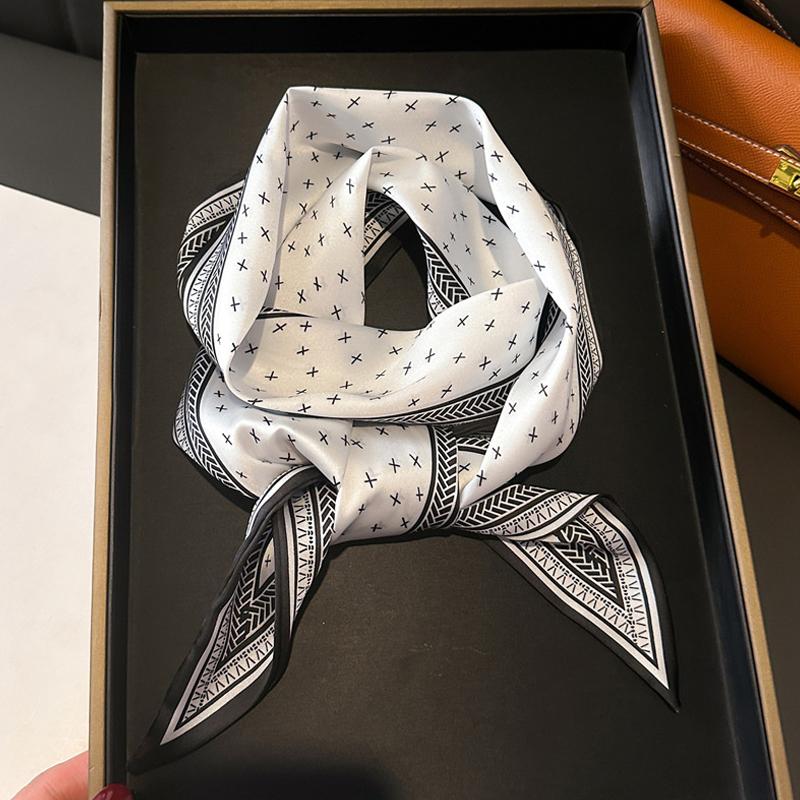 

Woman Skinny Silk Scarf 147x14cm Long Hair Strip Silk Ribbon Small Neck Scarves Bag Handle Ribbon Scarf Kerchief Ladies Tie 14x147cm
