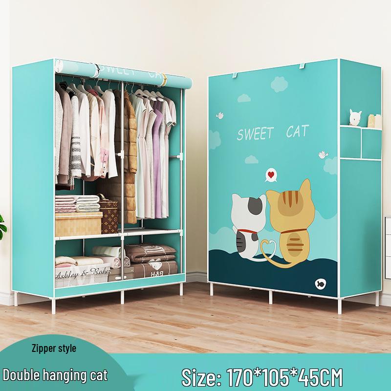 Modern Simple Fabric Wardrobe with Reinforced Steel Frame - Thickened and Foldable Design for Easy Assembly.