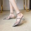 Baotou Sandals Women's Summer New Single Shoes Sexy and Beautiful Royal Sister Rivet Silver High Heels