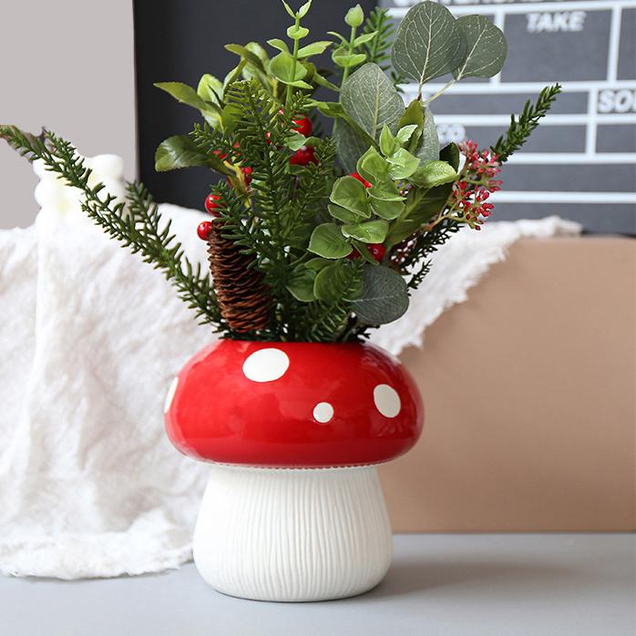 Kreative Pilz Vase Keramik Hydrokultur Vase Blume Anordnung Wohnkultur Desktop Ornamente Blumentopf