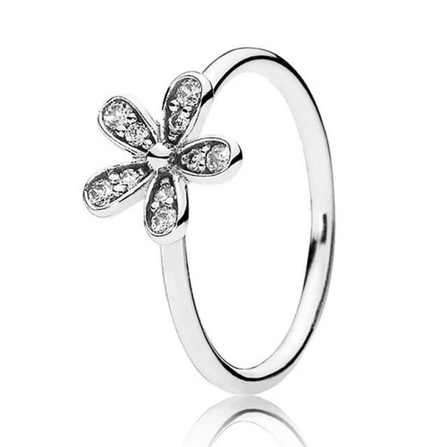 Original 925 Sterling Silber Klassischer Daisy Flower Band Ring Prinzessin Wishbone Ring für Frauen Modeschmuck 9