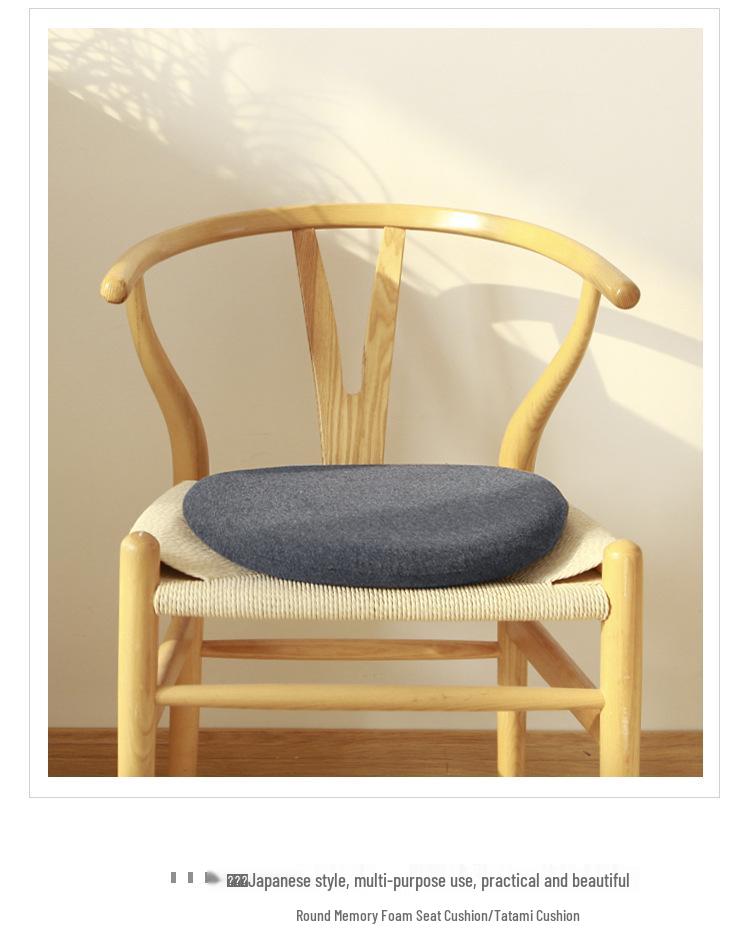 MUJI-Style Tatami Round Memory Foam Seat Cushion - Breathable, Solid Color, Tie-On for Office Chair