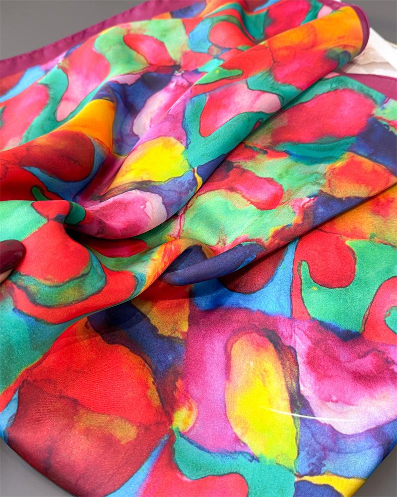 Women Spring Summer Square Scarf 70*70cm Soft Satin Scarves Headscarf Female Foulard Beach Bandana Ladies Neckerchief Hair band