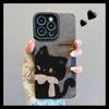 Anwendbare Apple 17promax Handyhülle süßer Schal schwarze Katze iPhone16pro Schutzhülle