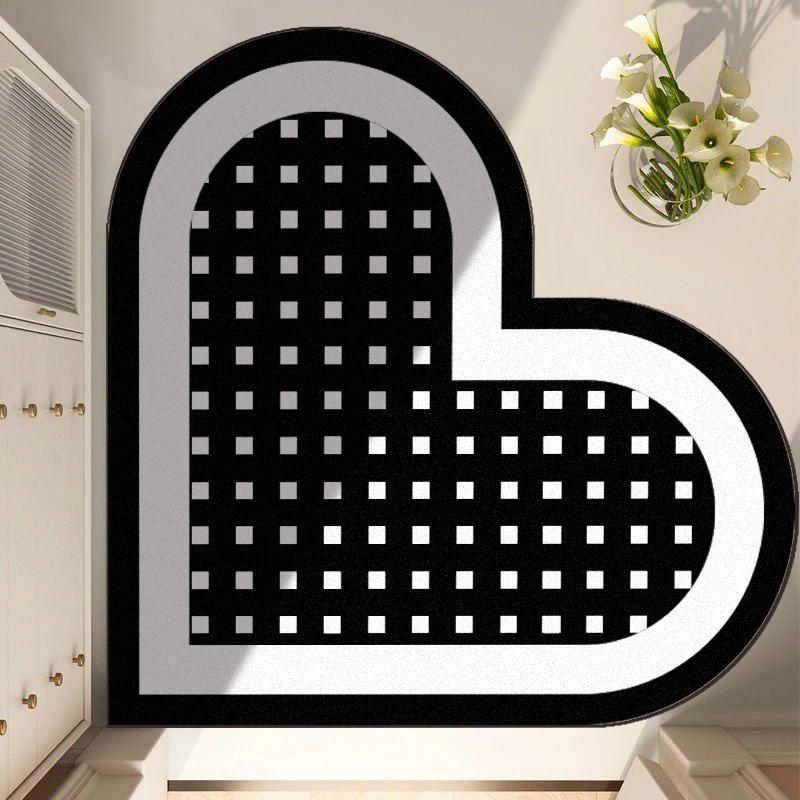 Heart-shaped Kitchen Bathroom Floor Mat Toilet Strong Absorbent Non-slip Foot Mat Diatom Mud Dirty Can Be Wiped Clean