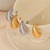 New Style Fashion Personalized Titanium Steel Gold-Plated Water Drop Texture Stud Earrings Simple Niche Earrings Jewelry Women
