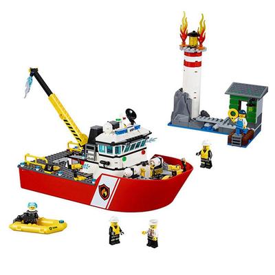 Compatibel met City Series City Ladder Fire Boat Gemonteerd bouwsteenspeelgoed zonder doos