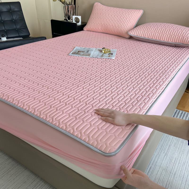 Class A Solid Color Cool Silk Latex Mattress Summer Ice Silk Mat Air Conditioner Mat High-End Washing Machine Washing 3Pcs
