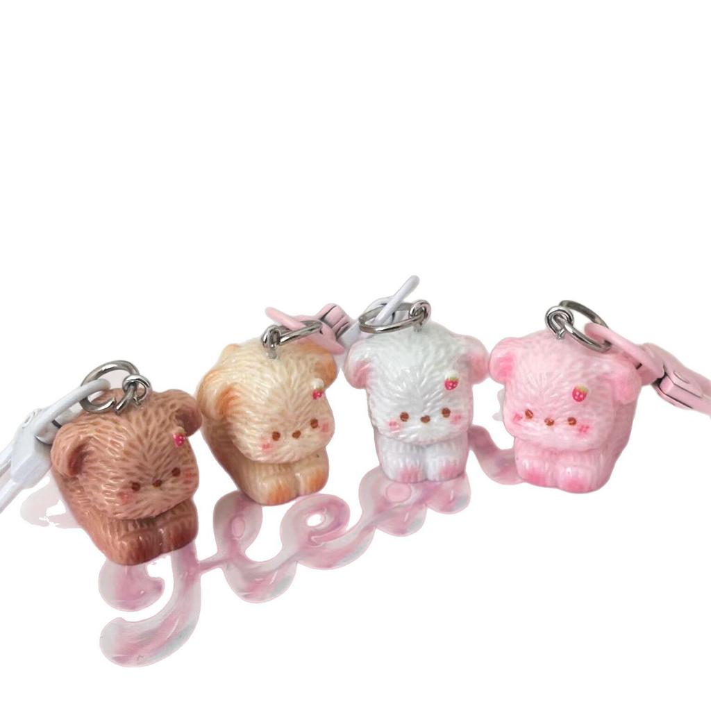 Creative 3D Resin Puppy Keychain - Cute Cartoon Teddy Bag Charm