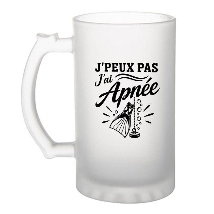 Verre à bière - PLANETEE - J'peux pas minimaliste - 470 ml - Verre trempé givré - Motif sublimation indélébile