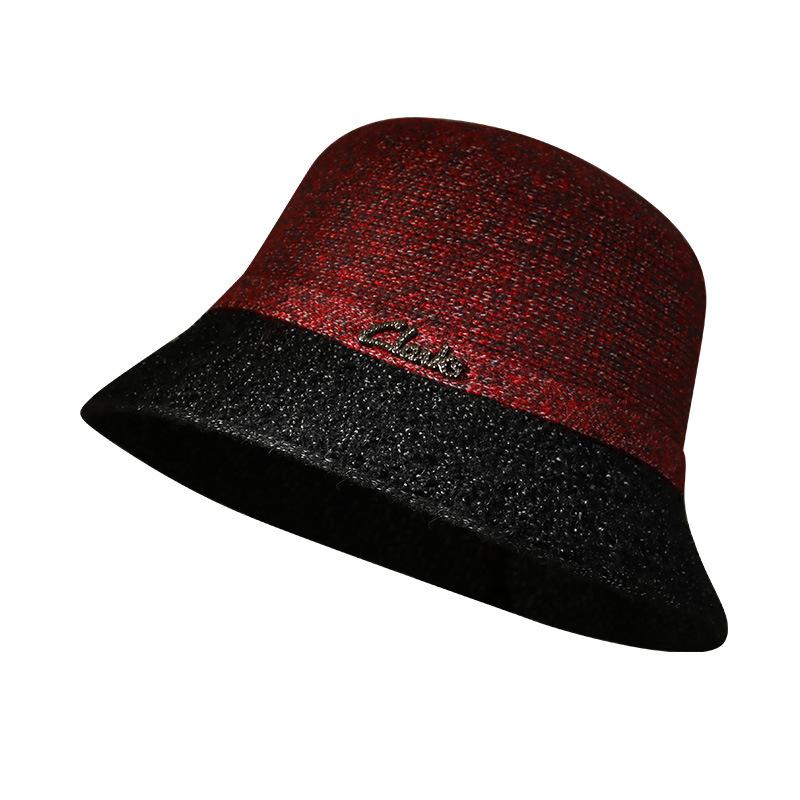 New Wool Knitted Basin Hat Temperament Mother Hat Women's Autumn and Winter Warm Fashion Elderly Top Hat