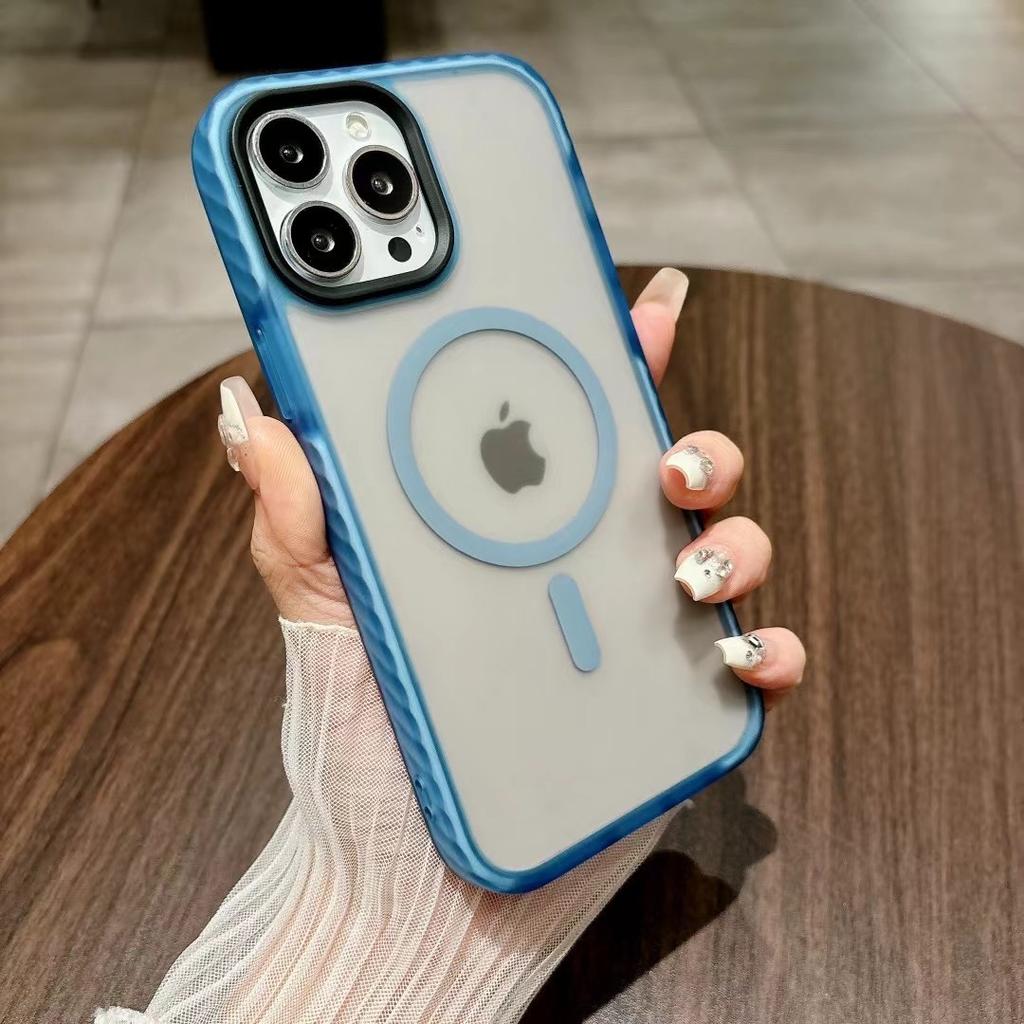 Frosted Anti-Fall-Stoßfänger Magsafe-Hülle für iPhone 16 16promax 13 14pro 14 15 13pro 15pro max Schutzhülle für kabelloses Laden