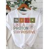 European Size Atomic Nucleus, Stay PositiveGraphic Print Tshirt, Short Sleeve Crew Neck Casual Top for Summer Spring, Women's Clothing
