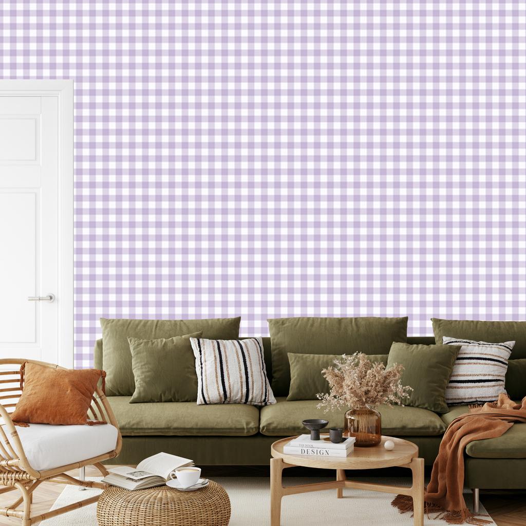 Wallpaper Fabric Pattern White, Light Gray and Lavender 50x1000