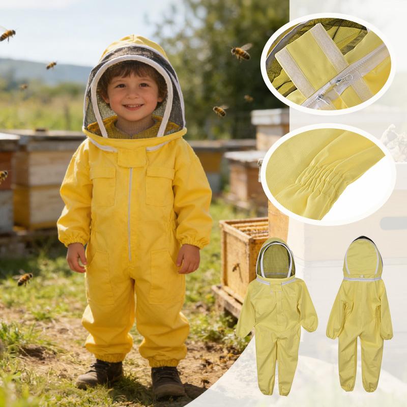 Yellow Child Beekeeping Equipment Full Body Clothes Protective Professional Gloves Veil Hat Safety Beekeeper Suit for Kids