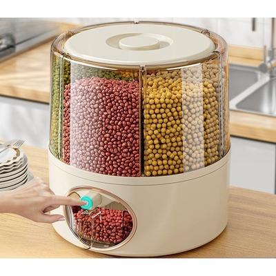 Aufbewahrungsbehälter für Getreide zu Hause - Luftdichtes, drehbares Fach, lebensmittelechter Reisbehälter, feuchtigkeits- und schädlingssicher, Küchenorganisation
