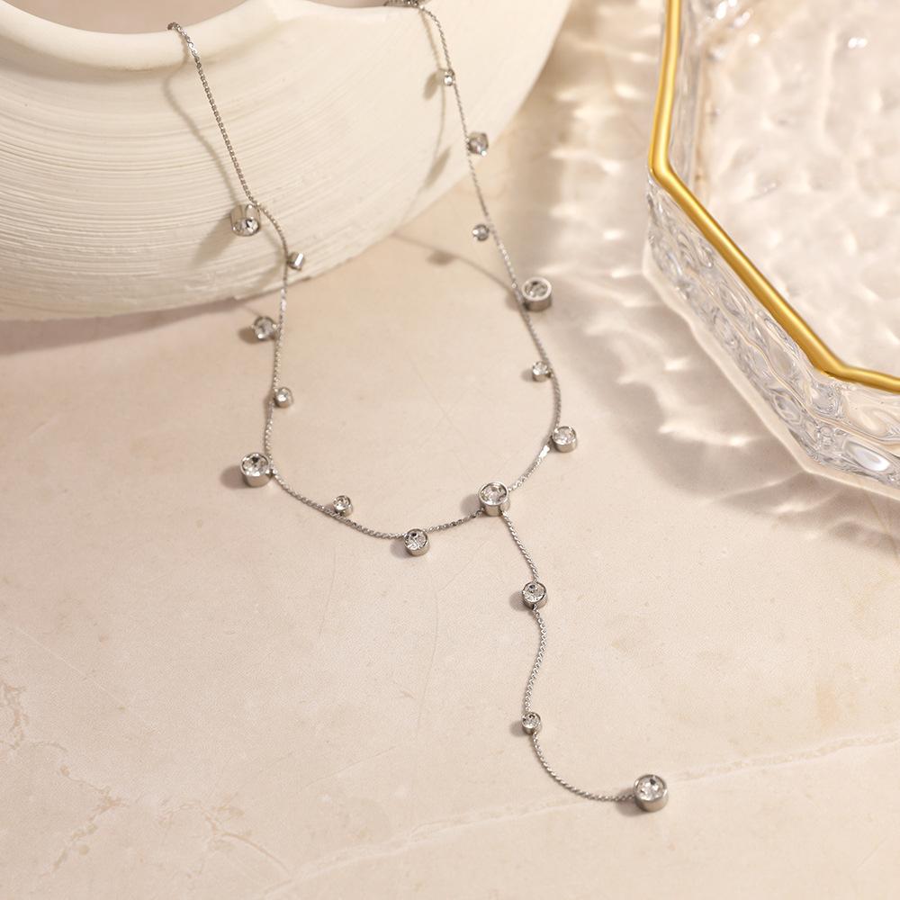 Popular Design Stainless Steel Necklace High-end Starry Sky Inlaid Zircon Necklace Light Luxury Women Necklace Jewelry Gift