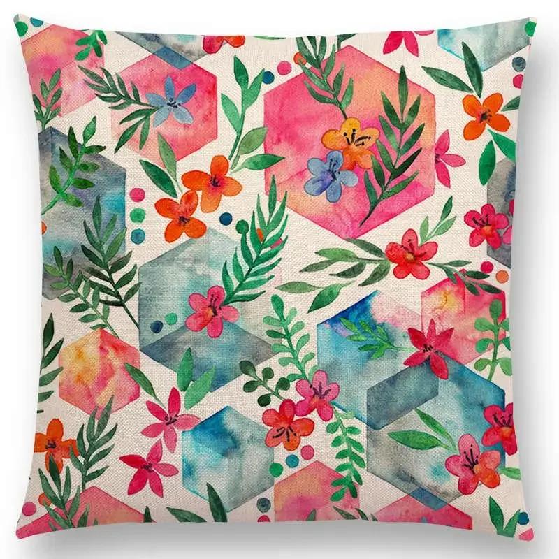 Nordic Throw Pillow Case Spring Leaves Print Cushion Cover Home Decor / Pillow Covers for Sofa Cushion Covers Hogar