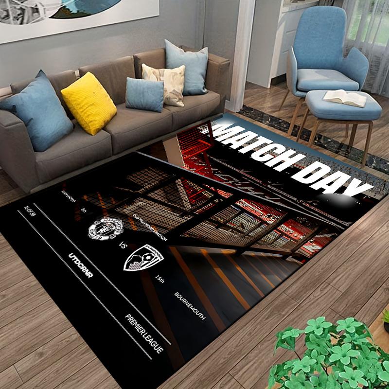 Manchester United Match Day Old Trafford Stadium Poster vintage retro distressed print - Printed Carpet Rug for living room bedroom dorm decor