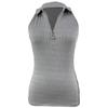 2024 Women's Fashion Casual Solid Color Ribbed Zip-Up Vest T-Shirt with Turn-Down Collar for Spring/Summer