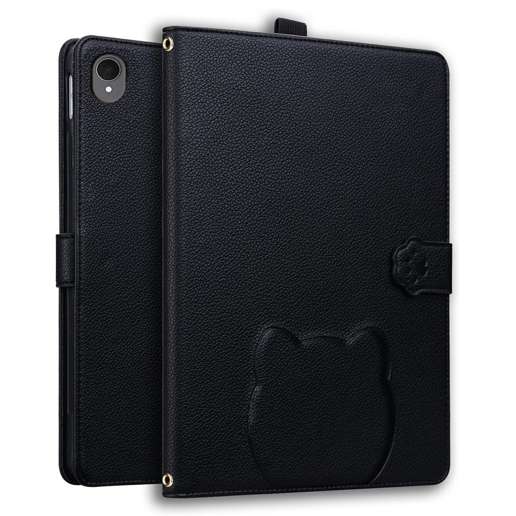 For Samsung Galaxy Tab S11 Wallet Case Leather Stand Table Cover with Stylus Holder, 3D Effect Cat Pattern