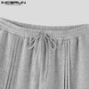 INCERUN Men Drawstring Elastic Waist Rumple Long Sweatpants Casual Loose Sport Trousers