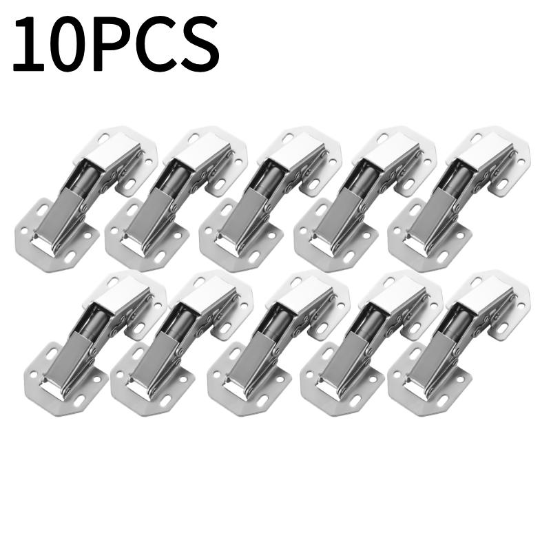 10 Pieces Steel Cabinet Hinges 90 Degree No Drilling with Hydraulic Buffer for Smooth Opening and Closing