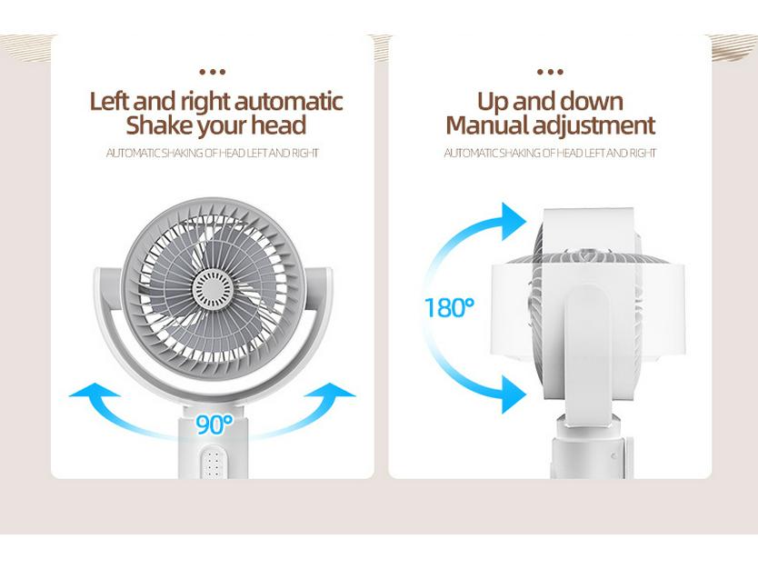Rechargeable Oscillating Air Circulator Fan for Desktop, Floor, and Dorm