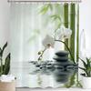 Modern Minimalist Zen Stone, Flower Style Shower Curtain,Polyester Fabric Washable Bathroom Curtains,Home Decoration With Hooks