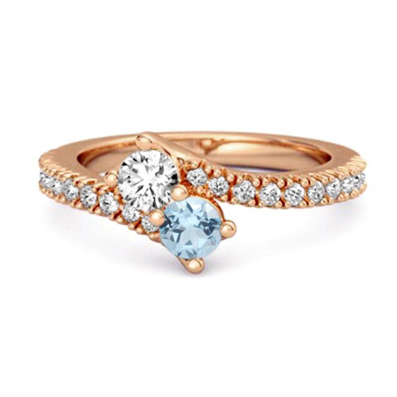 Кольцо-обход с топазом голубого цвета - Позолота 925 пробы 7