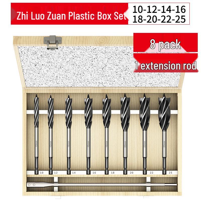 Ruiqi Hex Shank Four-Edge Wood Drill Bit for Door Lock and Drawer Hole Cutting