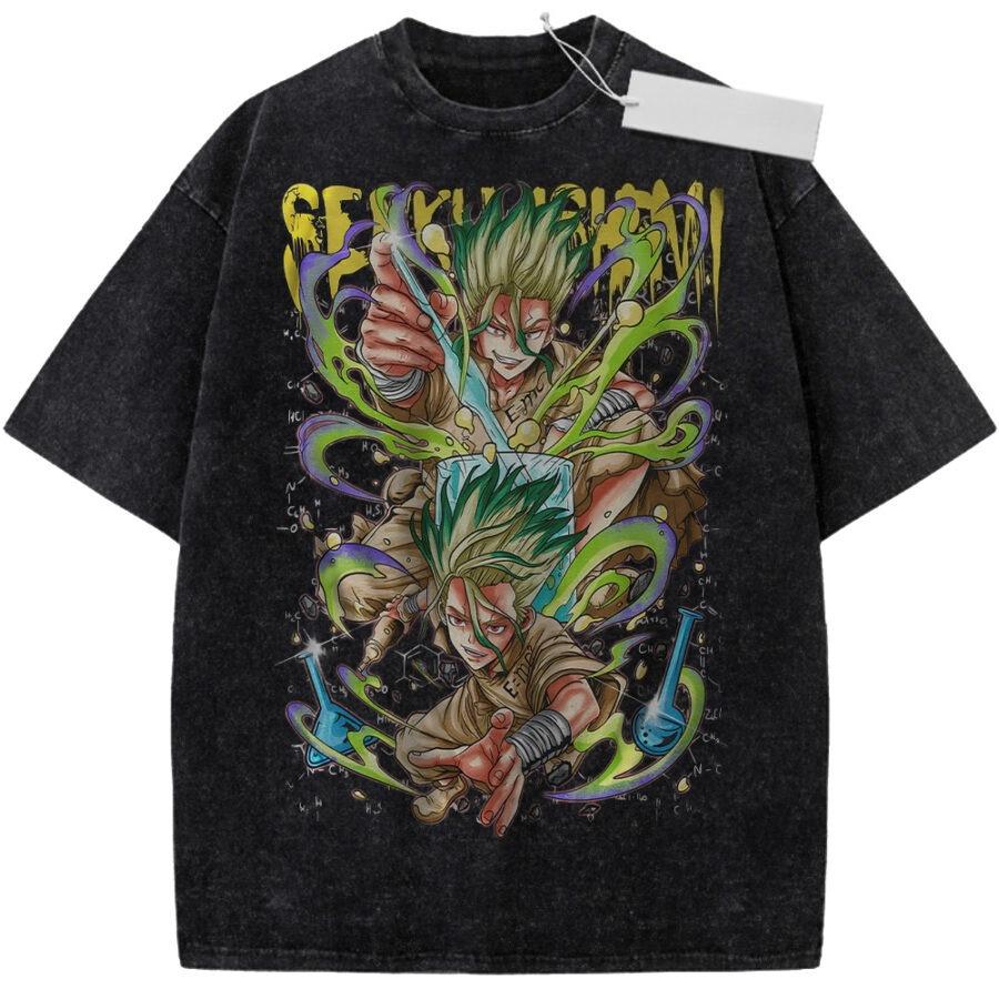 Unisex Washed Black Vintage Tshirt Demon Slayer Shinobu Kocho Highquality Fabric for Home Leisure Travel Shopping