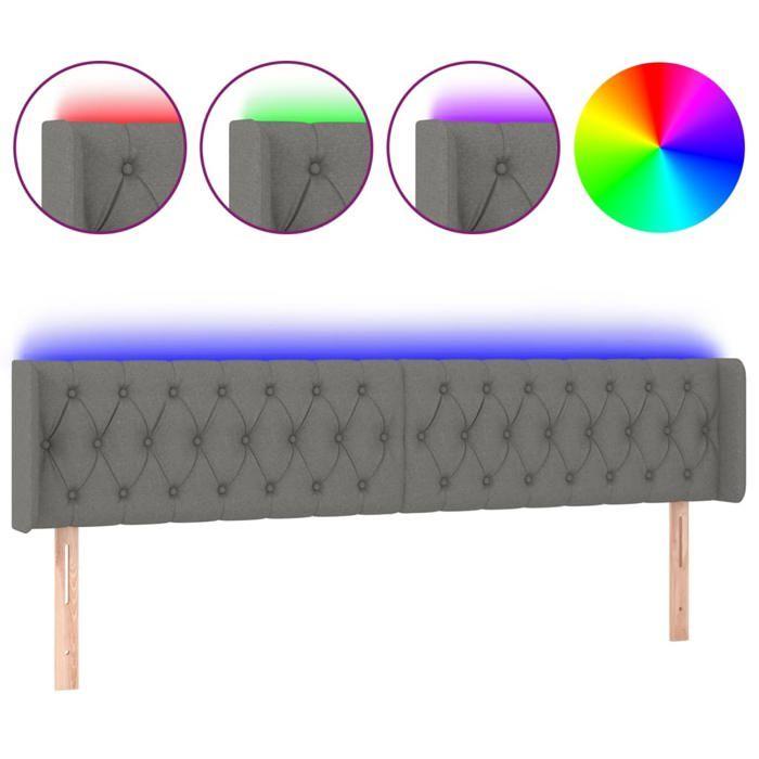 VidaXL LED Headboard Bedroom Furniture Double Bed Accessory Head of Bed Frame Interior Dark Grey 3123595