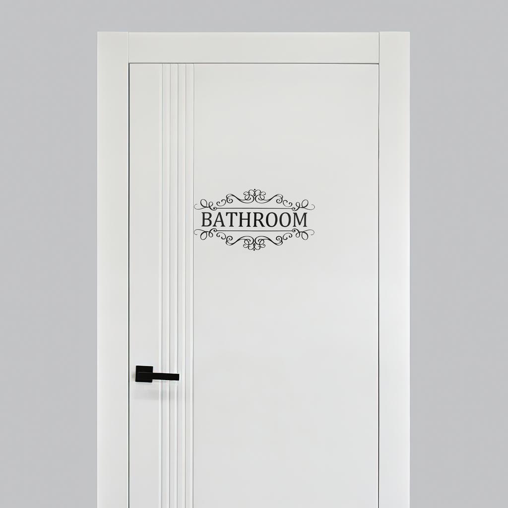 Abnehmbare Schwarze Selbstklebende Türaufkleber für Badezimmer Wäschekammer Vorratsraum Moderne Typografie Wandkunst