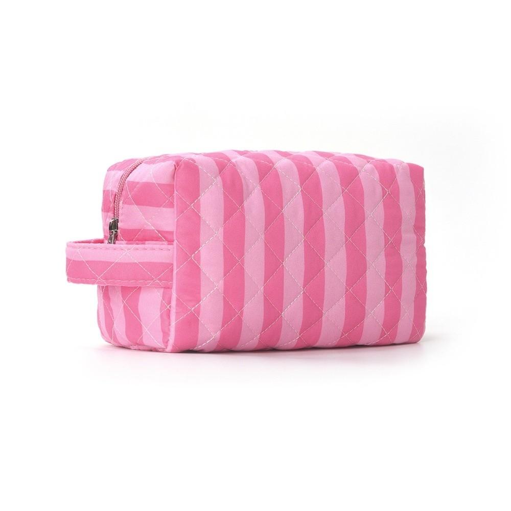 Striped Cosmetic Bag Large Capacity Travel Pouch Reusable Toiletry Pouch Daily Use