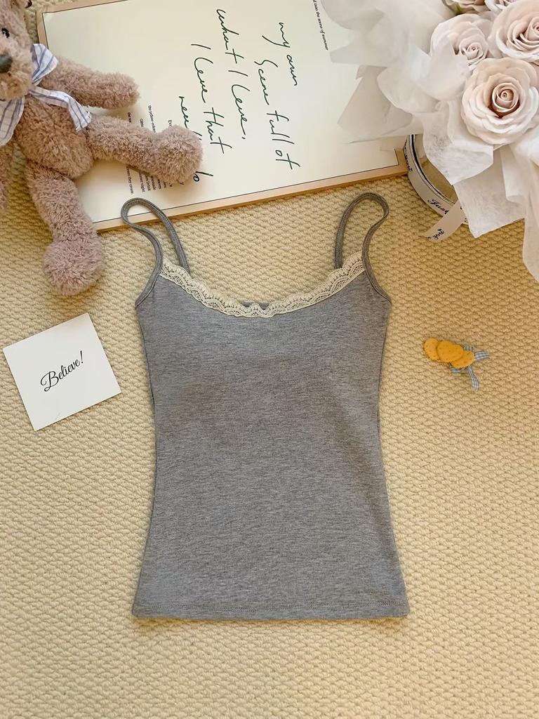 Pure lace polished sling vest for women with chest pads in autumn and winter, expanding the chest to keep warm, wearing a tube top inside