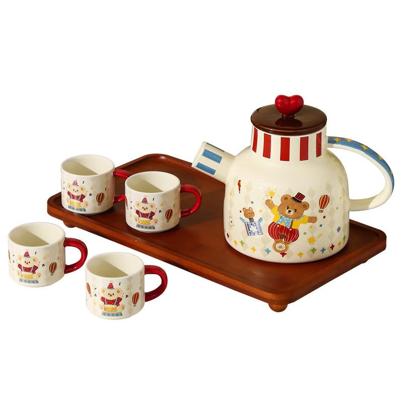 Set Teiera Bollitore Acqua Fredda Circo Alto Valore Regalo Cartone Animato con Vassoio Bollitore in Ceramica Tazza Souvenir