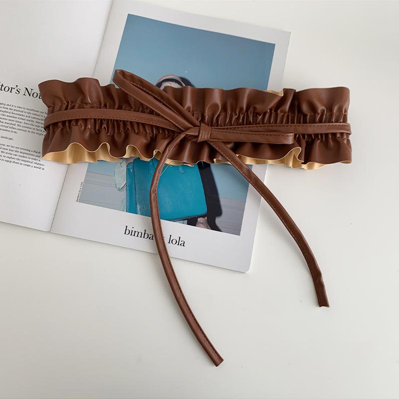 

Wide Pleated Modern Waist Belt For Women Available In Black White Camel And верблюд