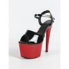 Damen Sexy Schwarze Lackleder Stiletto Sandalen - Extra Hohe Absätze 17CM, Wasserdichte Himmelhohe Sommer Party Pantoletten, Ultra Dünne Absätze
