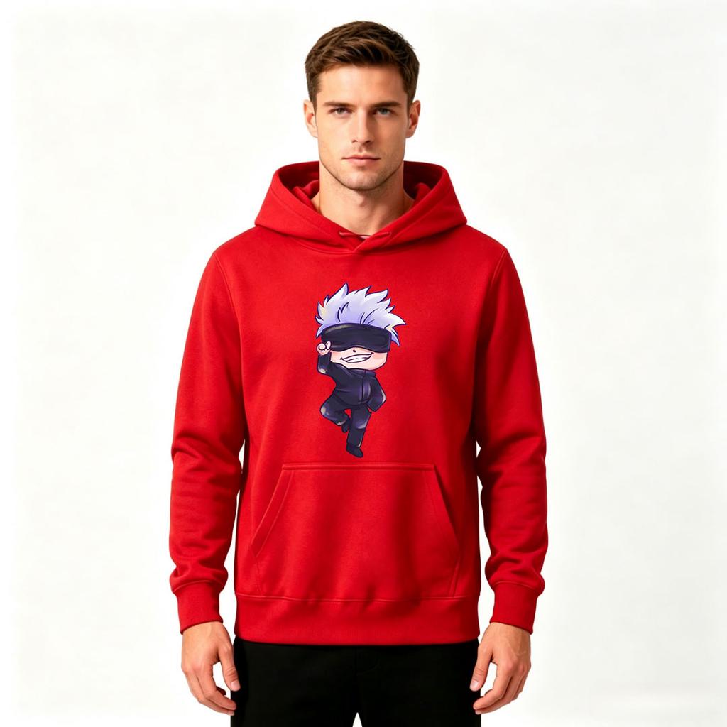 Men's Printed Pullover Hoodie, Casual Anime Chibi Character Graphic Long Sleeve Hooded Sweatshirt for Daily Wear