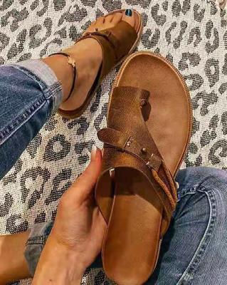 Sandalias de tacón plano para mujer, zapatos de playa cómodos y nuevos, de moda, para verano, talla grande 43
