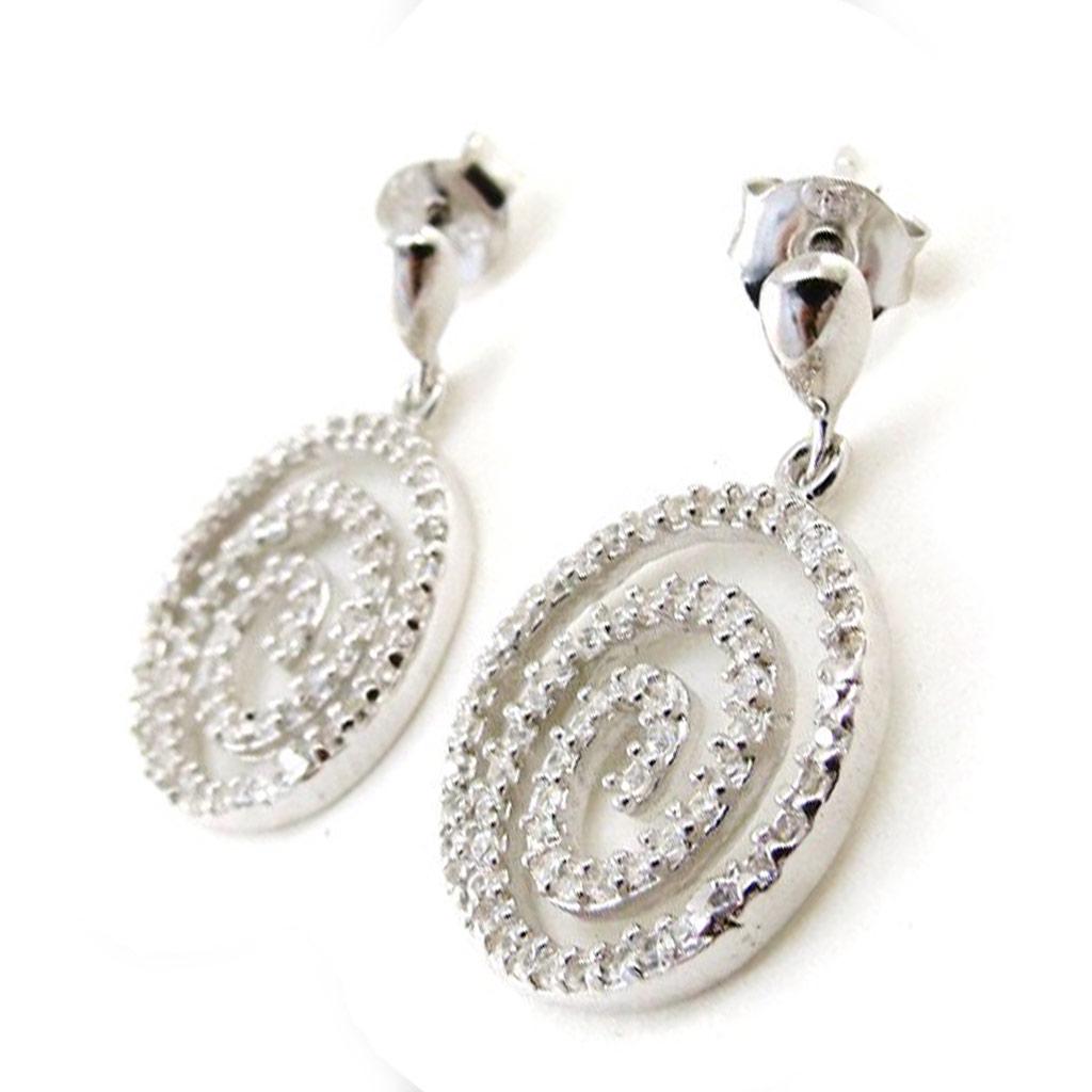 Les Trésors De Lily [J0187] - Boucles Argent 'Déesse' Blanc argenté (rhodié) - 23x15 mm
